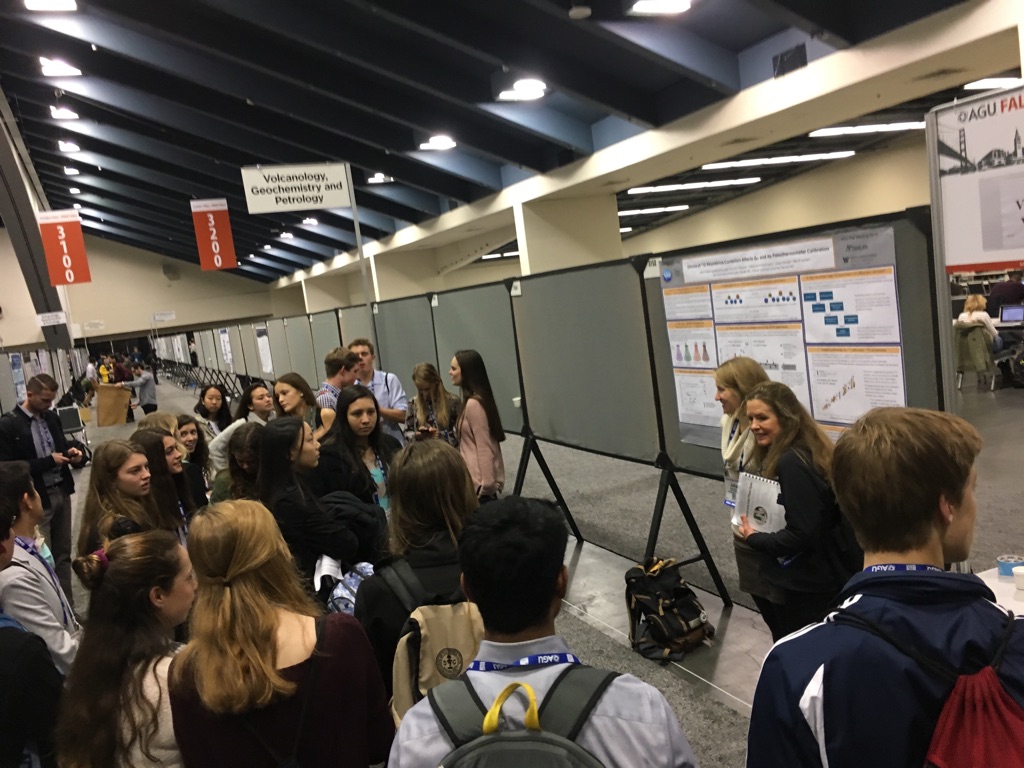 Explaining my AGU poster to 30 high school students AND my high school chemistry teacher (what a kick!)